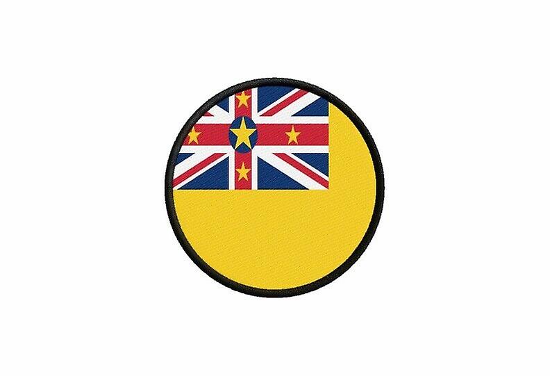 Patch ecusson flag niue printed thermosticker round round