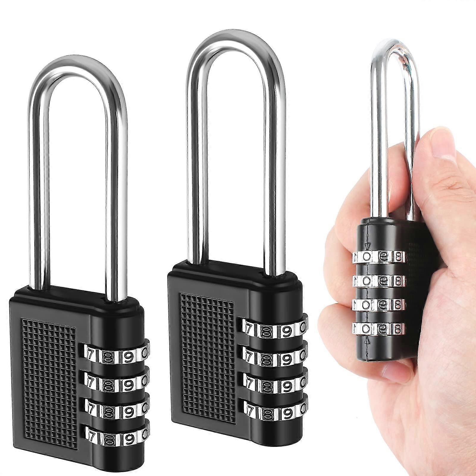 3pcs Resettable Combination Lock 4 Digit Long Shackle Combination Padlock (11.5*4.2*1.8 Cm)