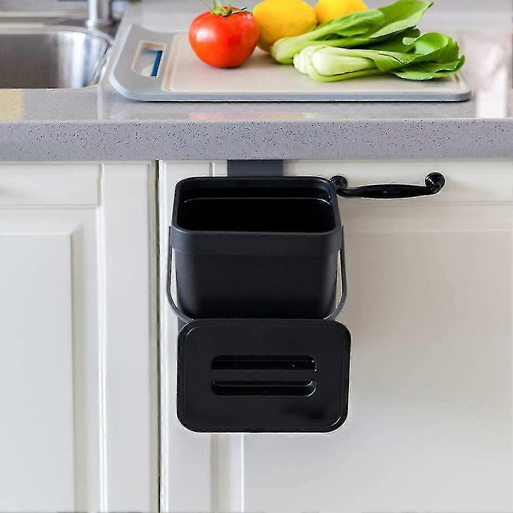 Kitchen Trash Can With Handle,5l Hanging Trash Can For Kitchen Cabinet Door,kitchen Trash Can With Lid To Hide Odor(white)