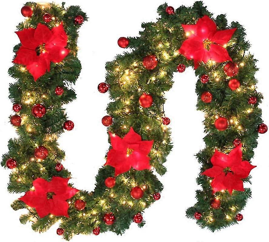 270cm Christmas Garland Lights Battery Operated Christmas Garland Led String Lights Christmas Door Decor