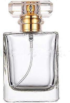 Empty rectangular glass perfume bottle, refillable, with atomizer, 50 ml