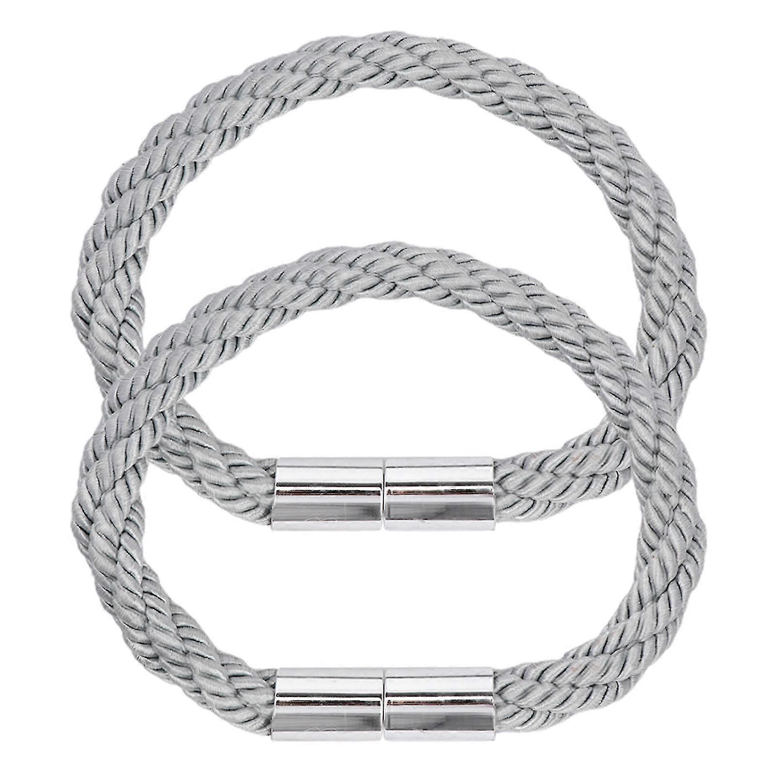 2pcs Punch Free Polyester Window Decor Magnetic Curtain Tieback Home Office