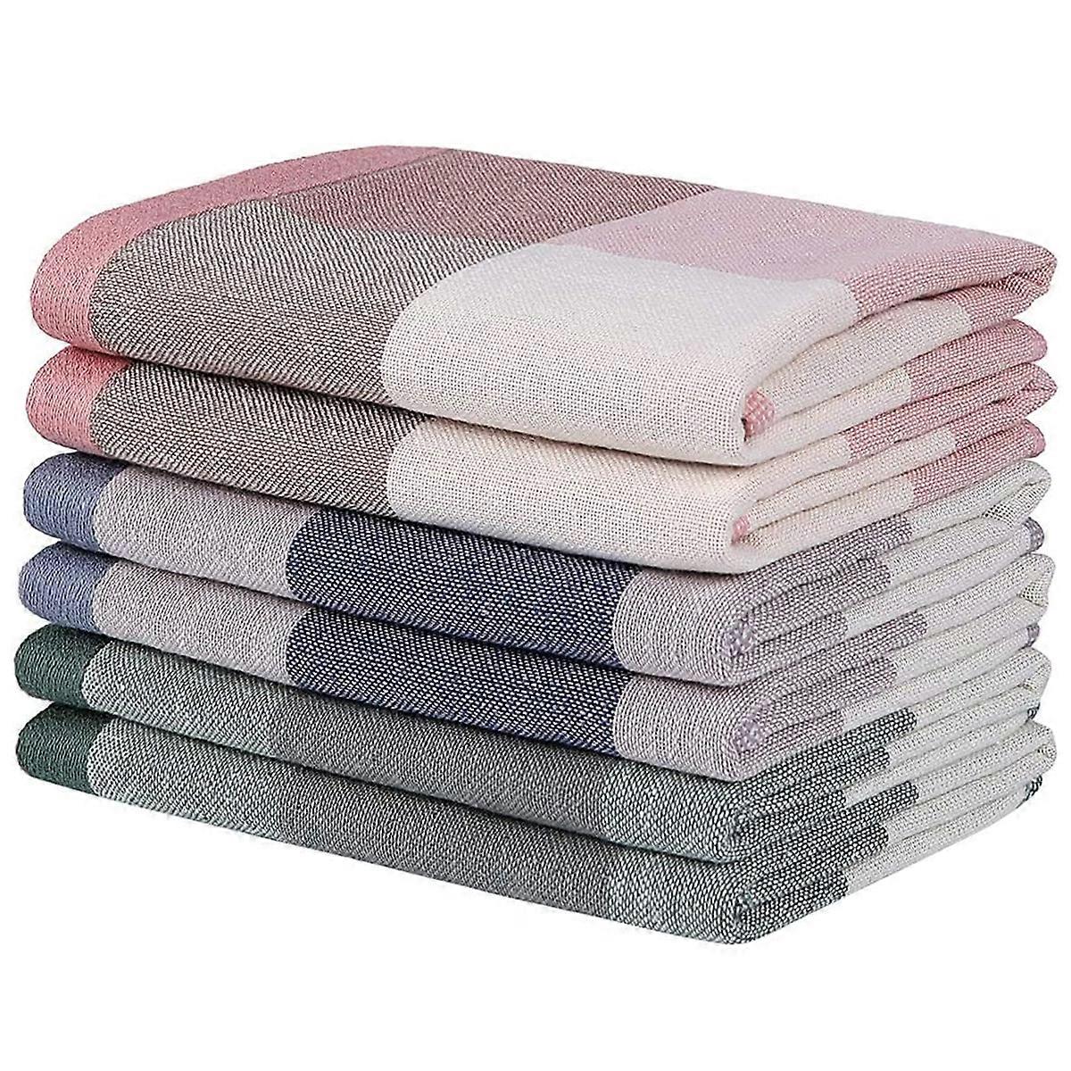 Cotton Terry Kitchen Towels, Dish Rags, Checkered Pattern