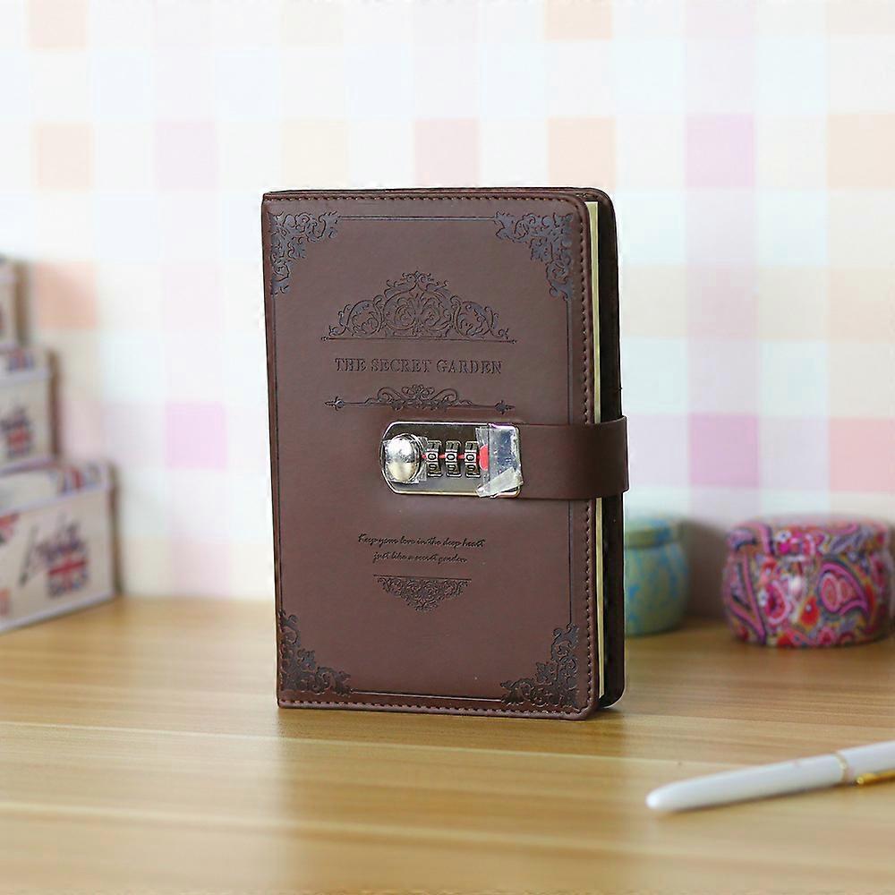 A5 Diary With Lock And Pen, Refillable Notebook With Combination Lock, Vintagebrown