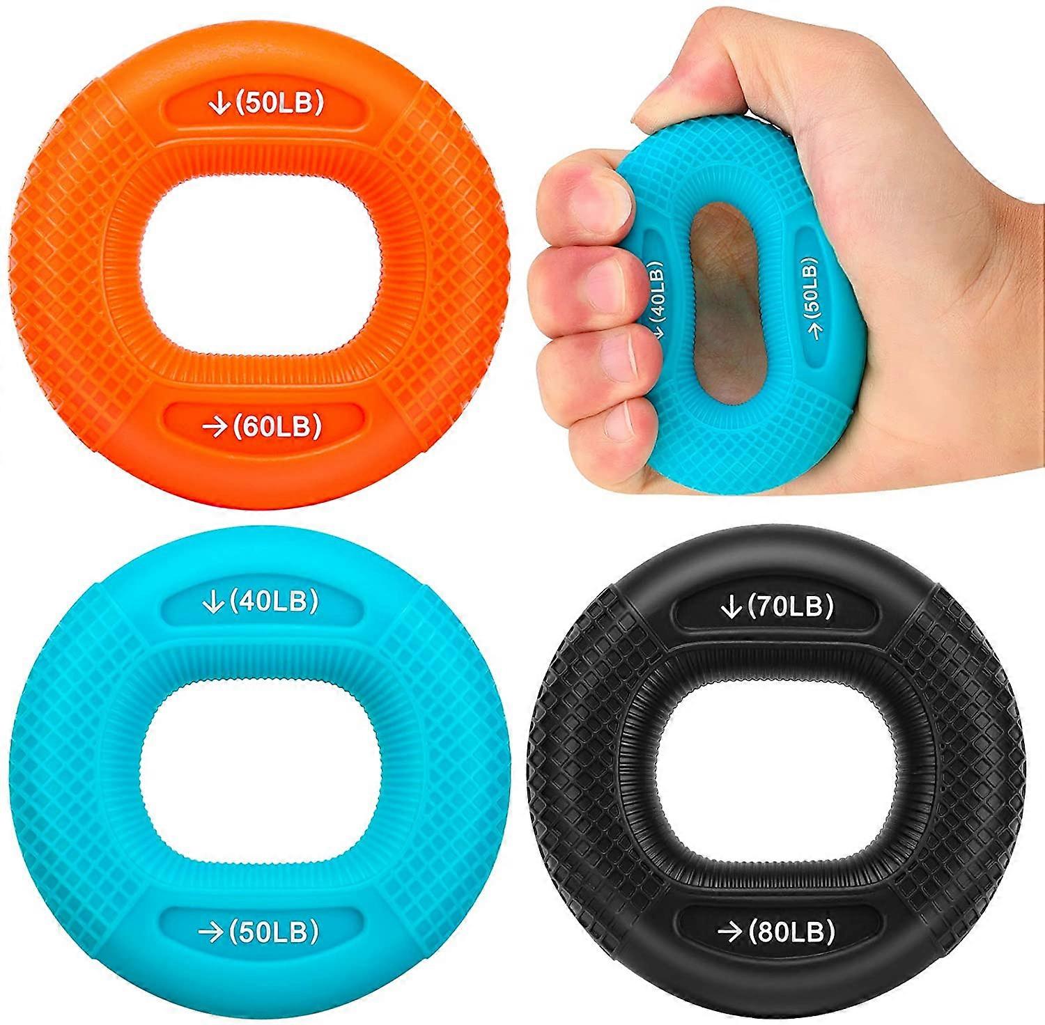 Grip Exerciser Reinforcement Ring, 3 Pack Finger Fysisk grep håndleddet Underarm Øvelse Trainer