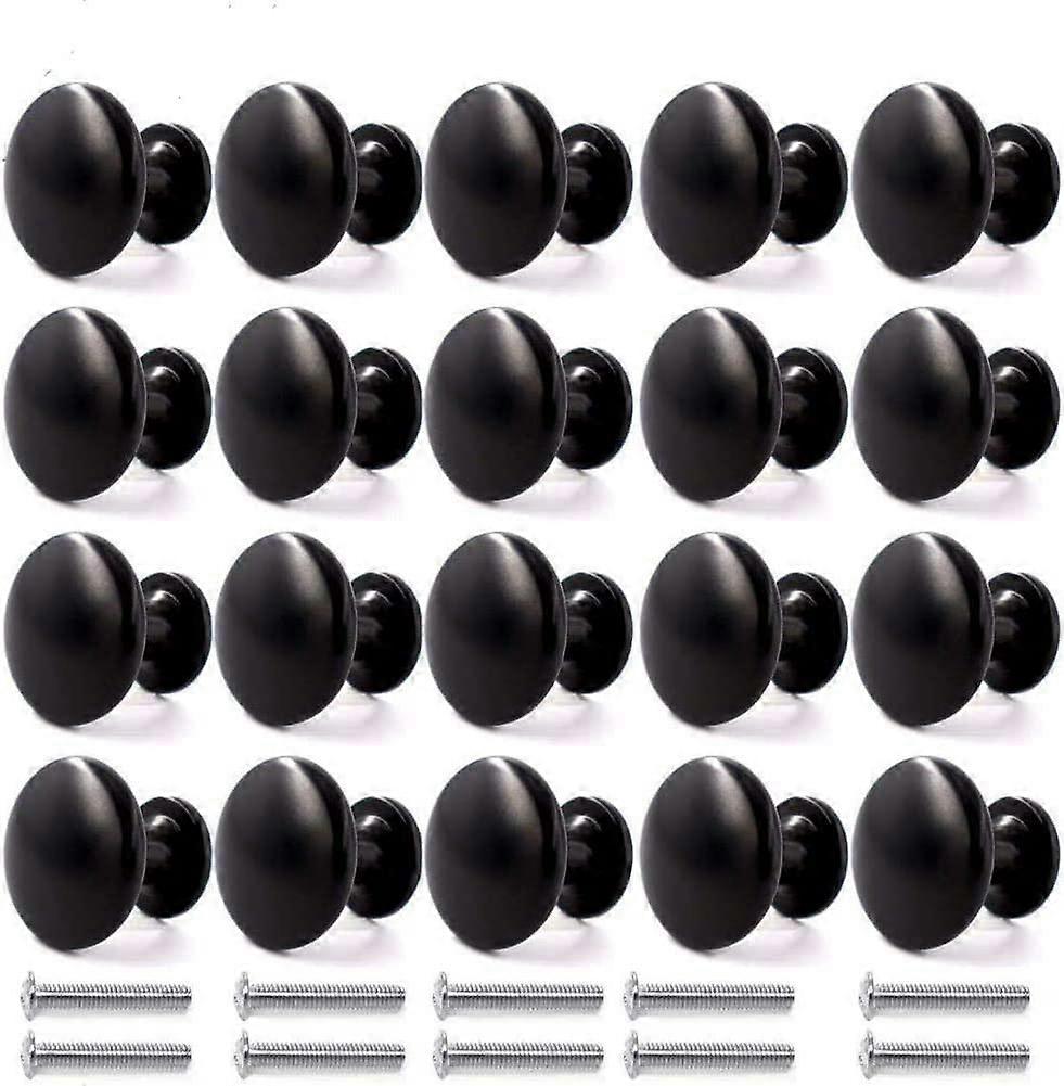 20PCS Door Knobs Drawer Knobs 30mm Vintage Handles Furniture Cabinet Knobs (Black)