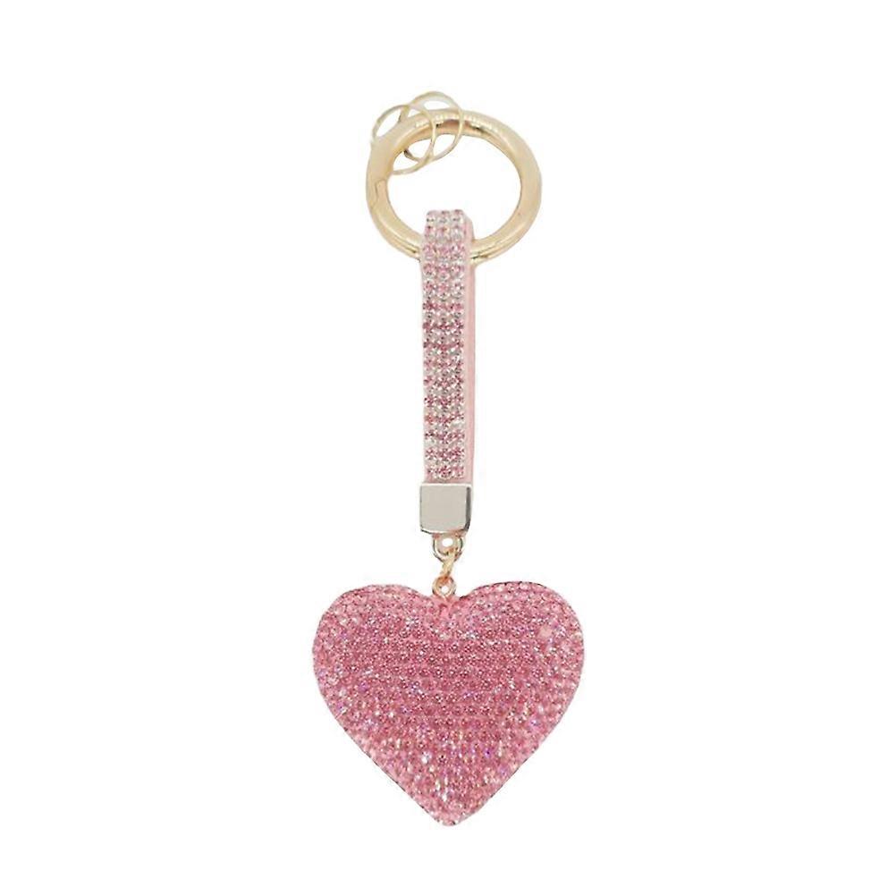 Exquisite Full Rhinestone Heart Keychain Decorative Glitter Pendant Practical Key Ring
