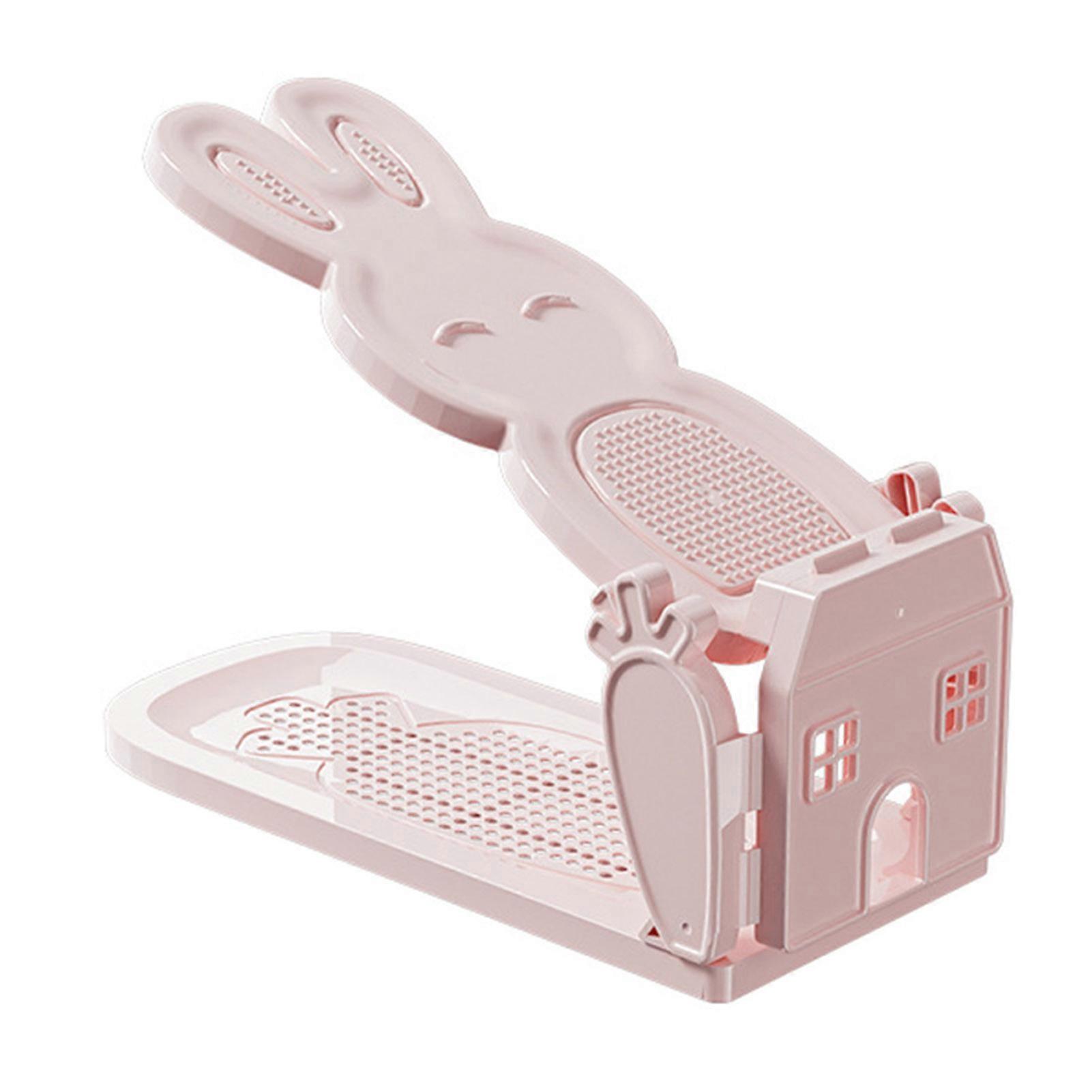Shoes Holder Storage Rack Bunny Shape Non-Slip Design Double Layer Adjustable Shoes Stand High Heels Slippers Organizer Shelf Jikaix