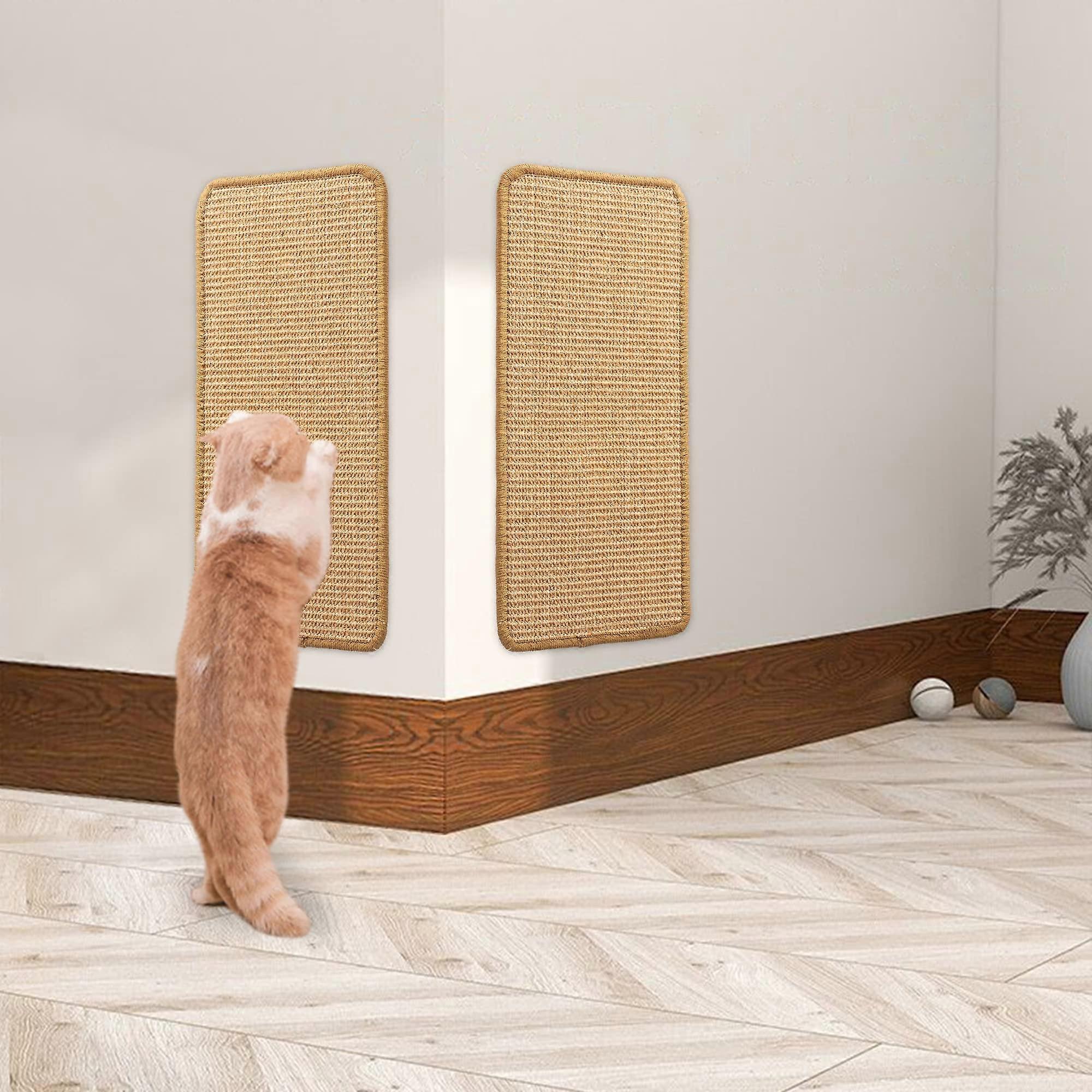 2 Pieces Cat Scratcher Mat Sisal Cat Scratching Pad Scratch Mat for Cat with Adhesive Loop Tape Cat Scratch Pad Rug 50  25 CM(Brown)