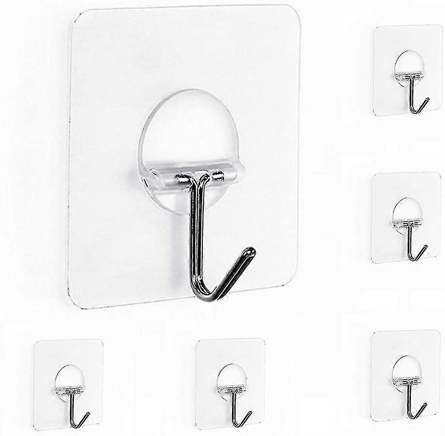 6pcs towel Rack Hooks Kitchen Hooks Transparent Adhesive Hooks Wall Mounted