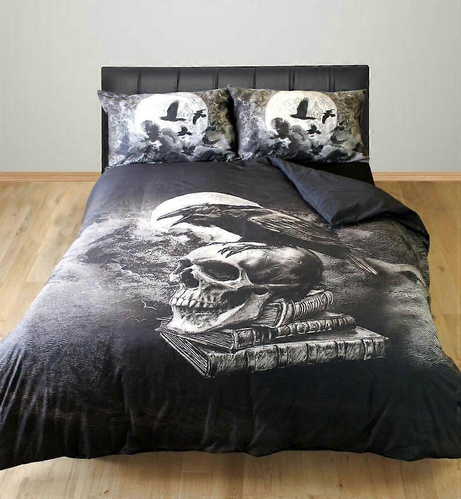 v1398 Lençóis Preto Crânio Coruja Impresso Capa de Edredão Conjunto Colcha Crianças Lençóis Macios IU1398