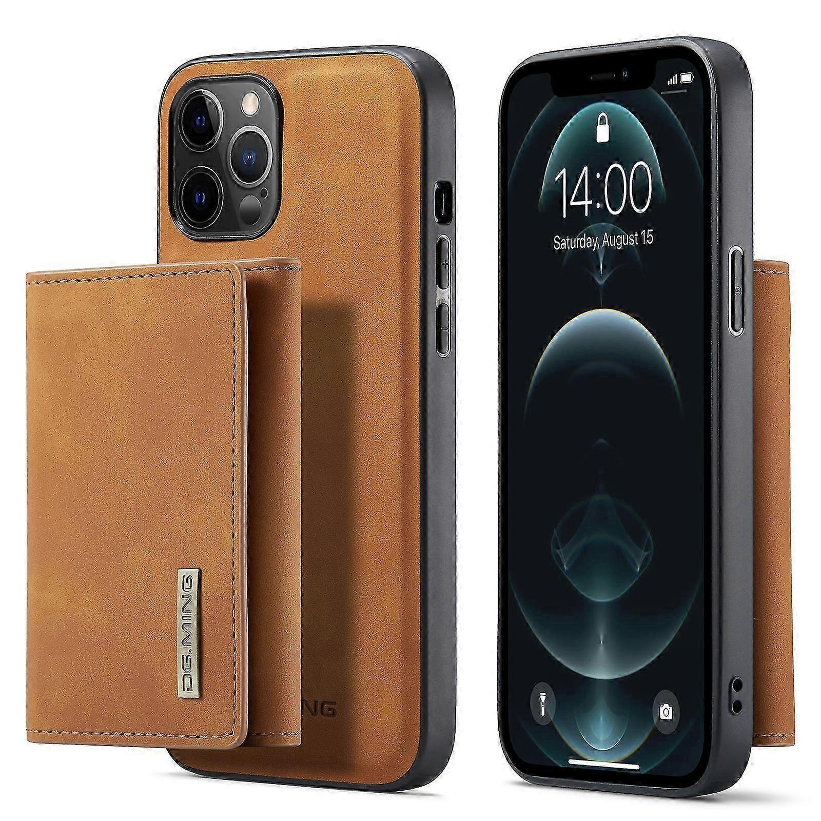 DG.MING M1 Series PU Leather Kickstand Protective Phone Case Shell with Magnetic Tri-fold Wallet for iPhone 12 Pro Max 6.7 inch lack