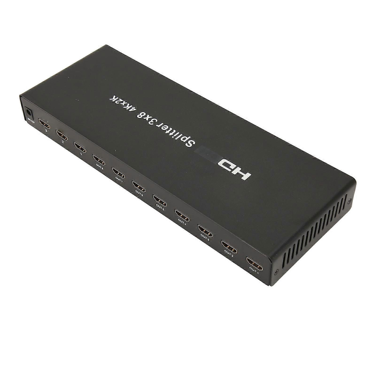 HDMI Splitter 3 In 8 Out 4Kx2K 60Hz Video Switcher with Remote