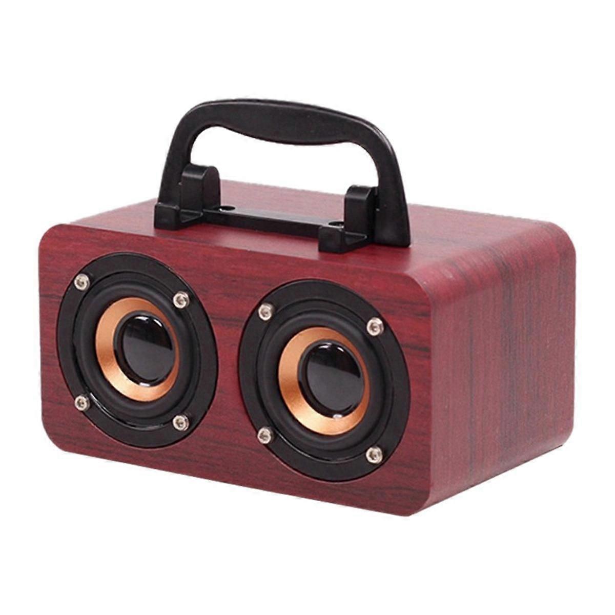 Protable Wooden Speaker Bluetooth 5.0 Dual Channel Stereo with FM Radio, Hi-Fi Sound, TF Card, AUX