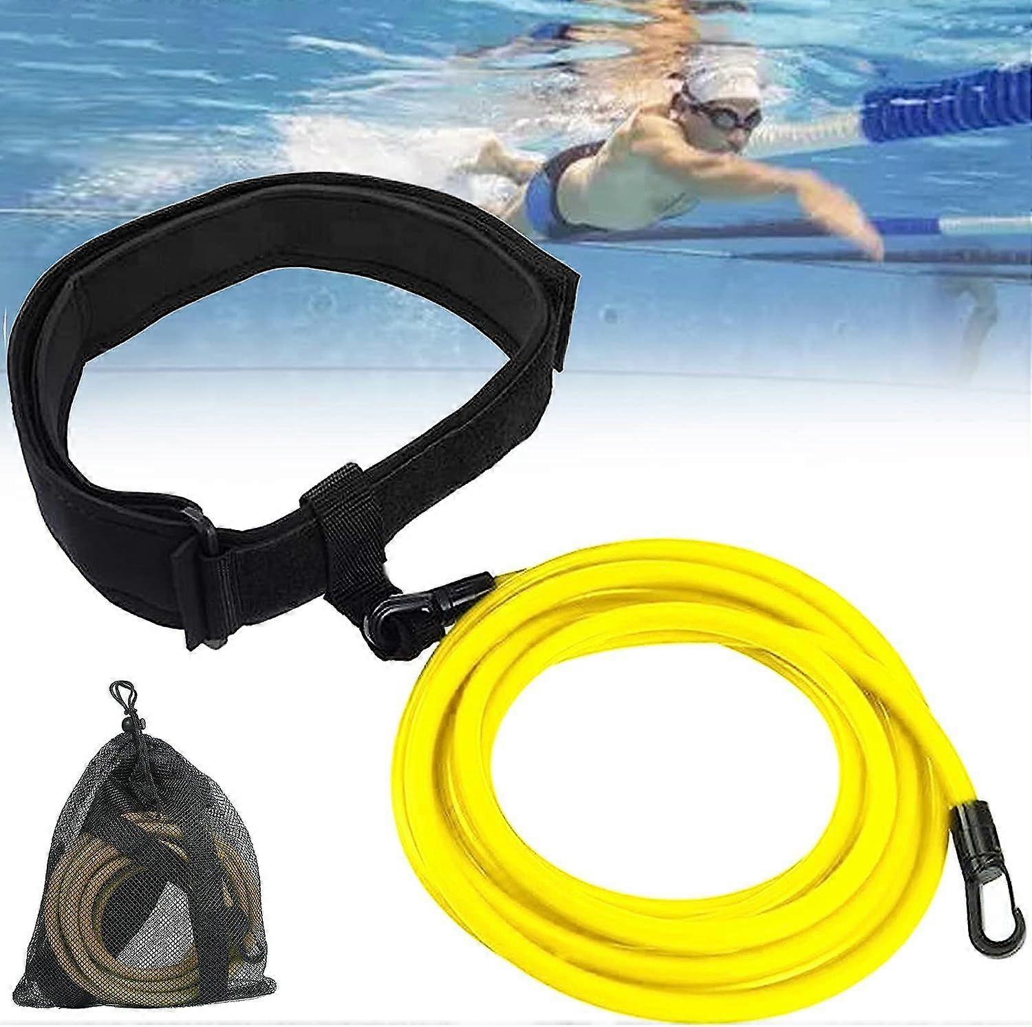 3m/ 4m Pool Swim Training Leash Durable Elastic Swim Training Belt Swim Resistance Tether Pool Swimming Elastic Rope Resistance Band for Poos