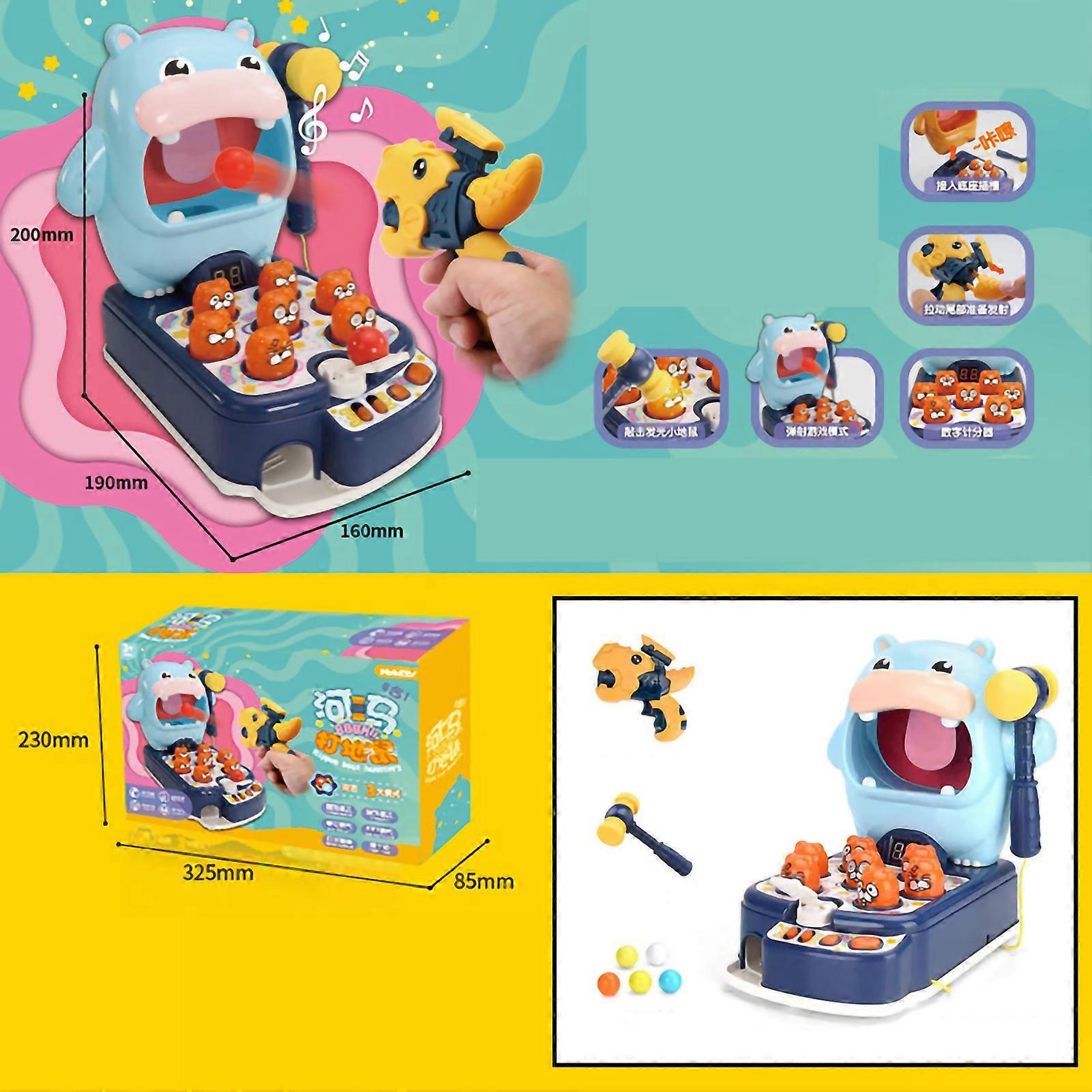Whack A Mole Game Toy Multifunctional Electronic Arcade Goal Shooting Toys for Aged 3 to 4 Years Kids Hippo Play Gopher 4 in 1