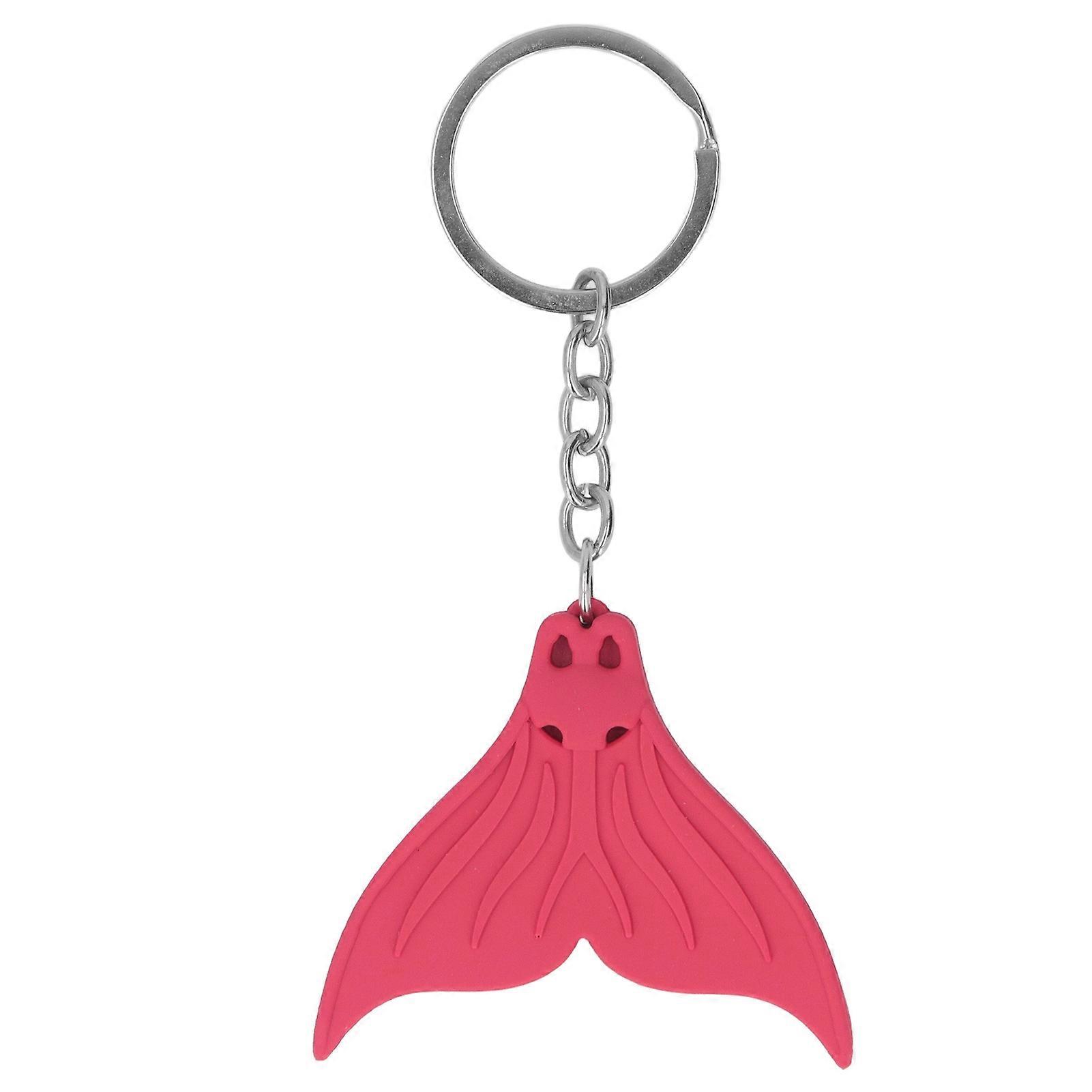 Mermaid Tail Keychain Diving Theme Soft Silicone Keyring Decorative Fish Tail Pendant Red