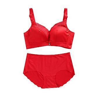 Sexy Donne Pizzo Senza Fili Senza Cuciture 3/4 Tazza Reggiseno Reggiseno Biancheria Intima Abiti Set (Rosso, 36/80)