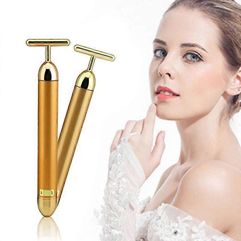 ゴールドビューティーバーダーマデバイスフェイシャルバイブレーションスキンケアローラーマッサージデバイス