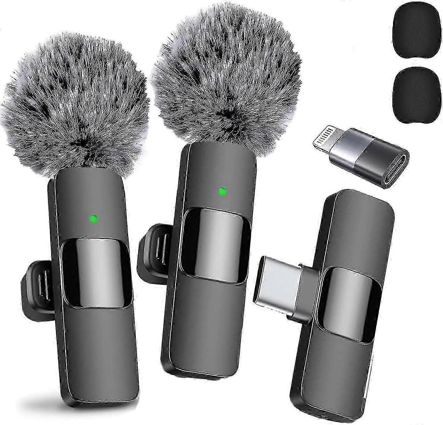 2024 Professional Wireless Lavalier Microphone 2 Pack Noise Canceling Crystal Clear Recording with U - MXBC