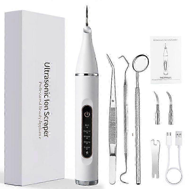 5速超音波スケーラー、ホームスケーラー、電動スケーラー、デンタルスケーラー、ポータブルスケーラー(ホワイト、デラックスバージョン)