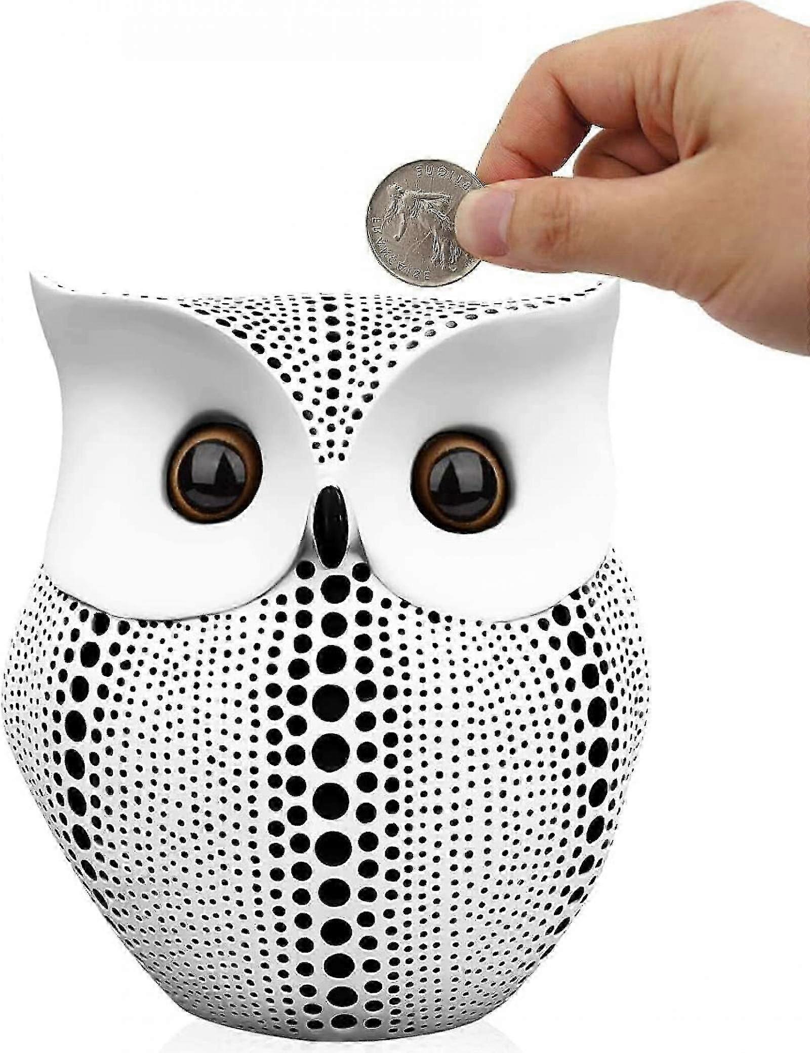 Κουκουβάγια Κουμπαράς Για Ενήλικες Αγόρια Κορίτσια Παιδιά Πλαστικό Αποταμιευτικό Νόμισμα Τράπεζες Χρημάτων Άγαλμα Διακόσμηση Λευκό