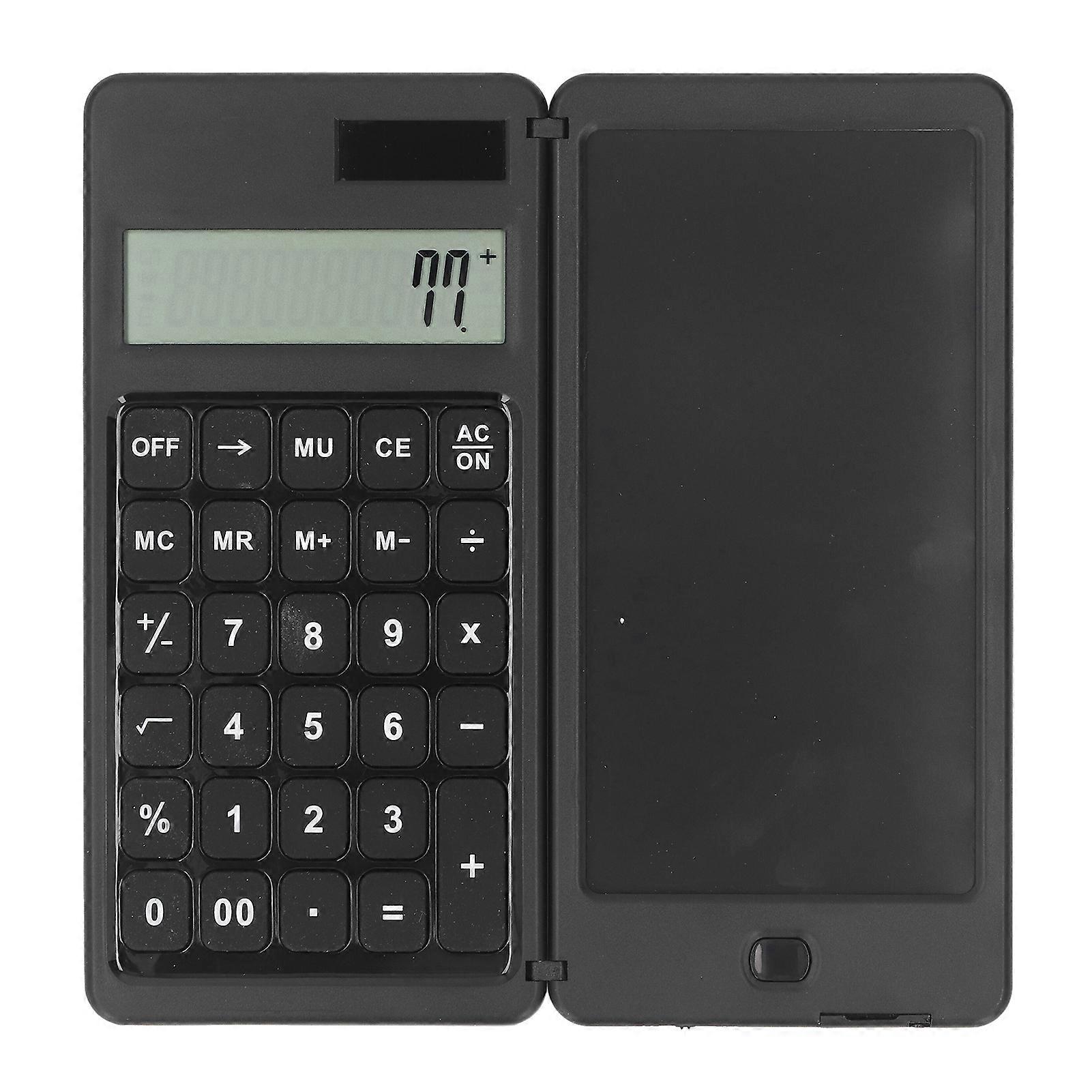 Office Desk Calcultor Solar Powered Multifunctional Pocket Desktop Calculator with Writing Tablet Black