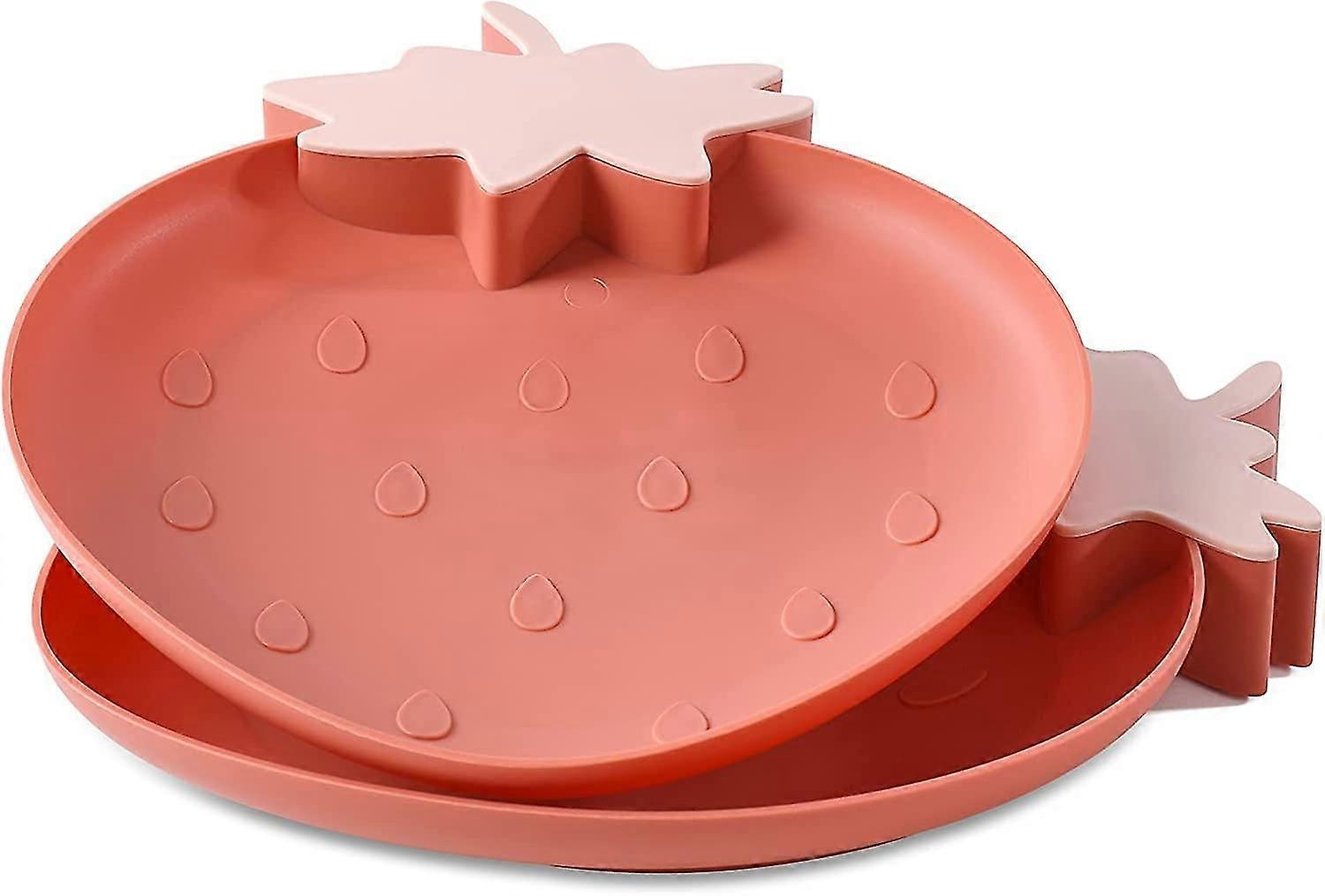 2024 Erdbeere Plastikschalen Snackteller Schüsseln, 2er-Pack Kunststoffteller Servierplatten Essen Tablett de