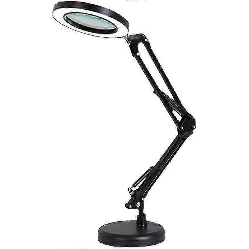 5x Led Magnifying Lamp, Adjustable Rotating Arm Desk Magnifier Lamp, , Glass Lens, For Maintenance, Crafts, Reading, Sewing, Black b hk