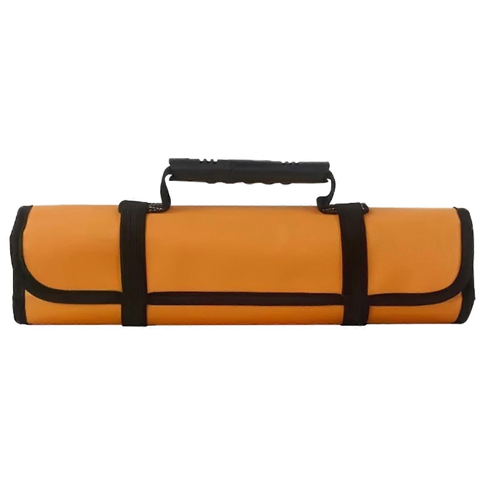 Portable Tool Roll Case With 18 Storage Slots & Easy Transport Handle, Water Repellents Suitable For Adverse Weather Use Yellow