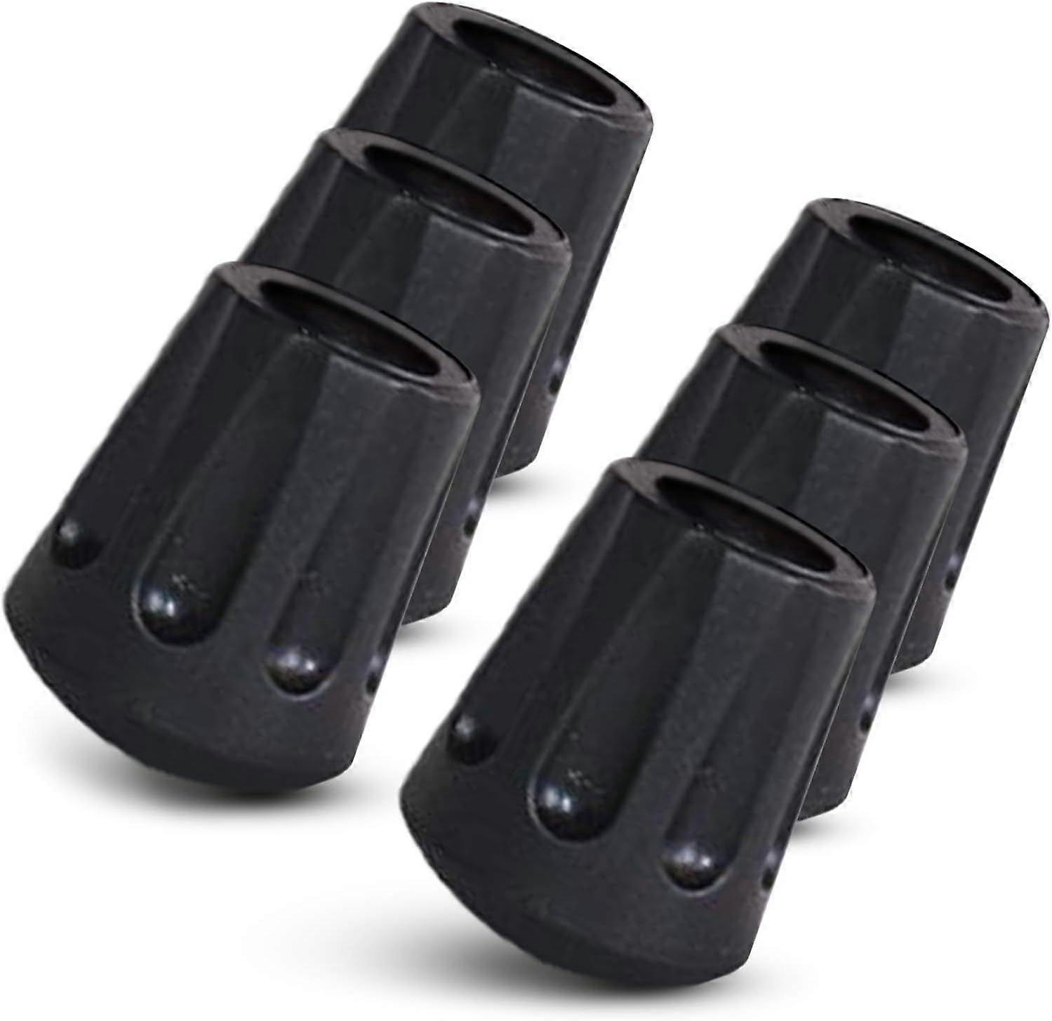 Walking Stick Tips - 6 Pack Replacement Rubber Walking Stick Tips Fit Most Hiking and Trekking Sticks with Shock Absorption, Grip and Traction Protect