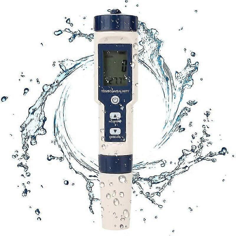 Tester d'acqua multifunzionale 5 in 1, TDS digitale / CE / Salinità / PH / temperatura per acqua potabile, piscina, acquario, acquario, hydrop
