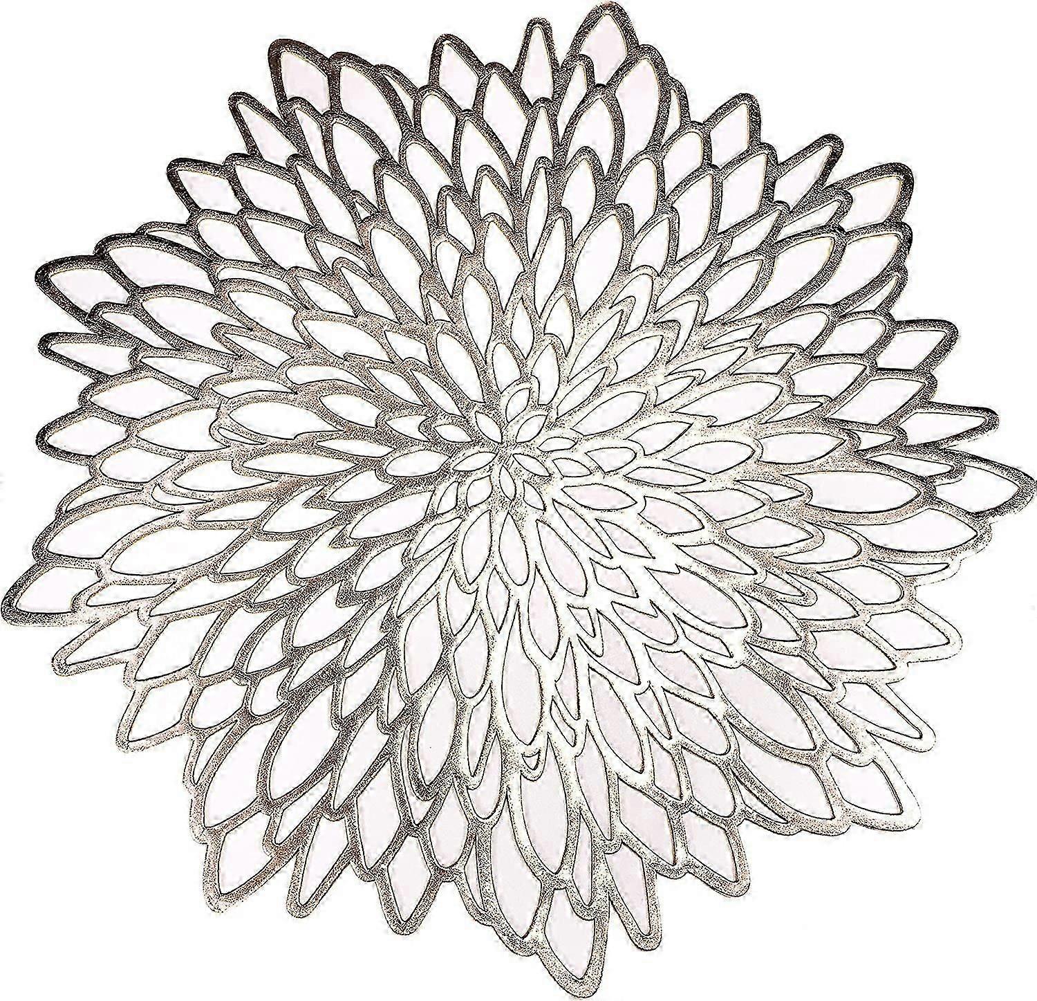 6 Pack Gold Metallic Round Placemats Leaf Dining Table Decor