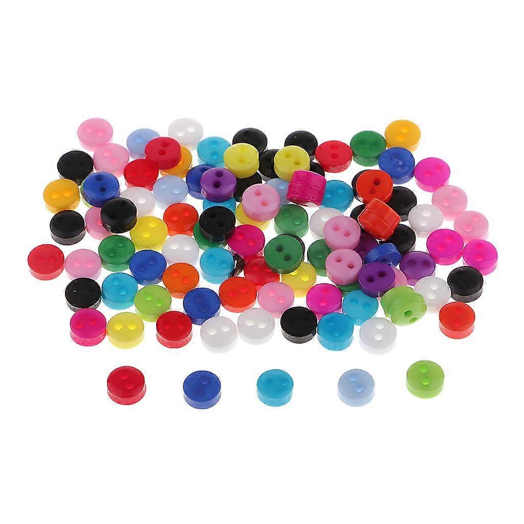 100Pcs/set Candy color two-Holes Round Resin Button For Sewing Craft Scrapbook