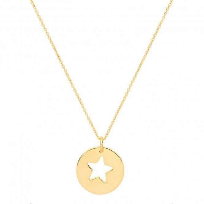 Acotis Silver Necklace Yel Gold Plated Disc With Star G3382GP