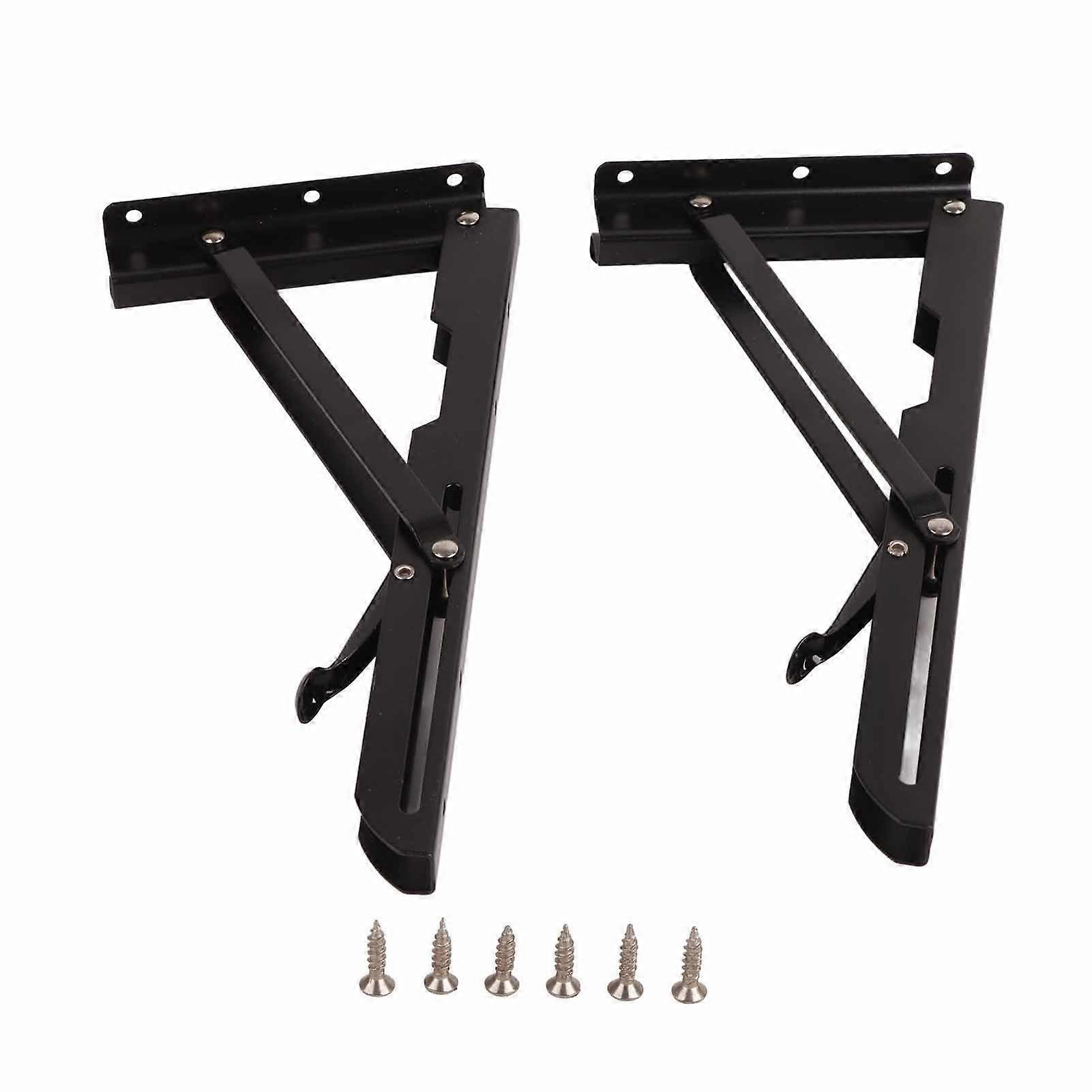 2PCS Metal Folding Shelf Brackets Wall Mounted Collapsible Triangular Stand for Table Work