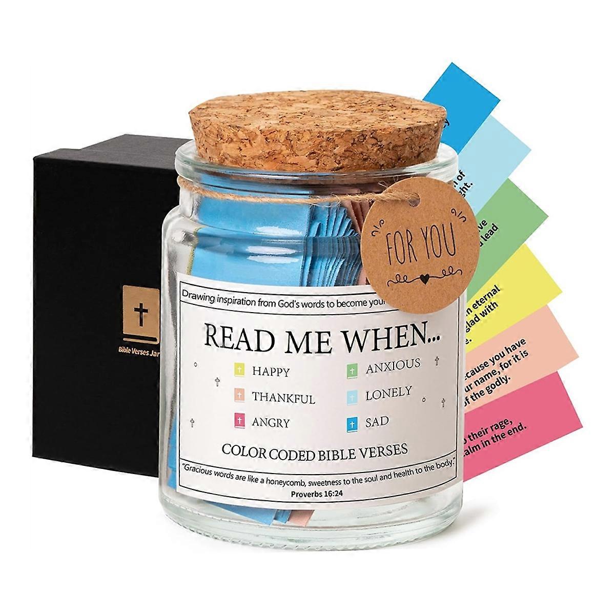 Bible Verses in A Jar,Read Me When Bible Verses Jar for Emotions and ,Glass Scripture Prayer Jar wit
