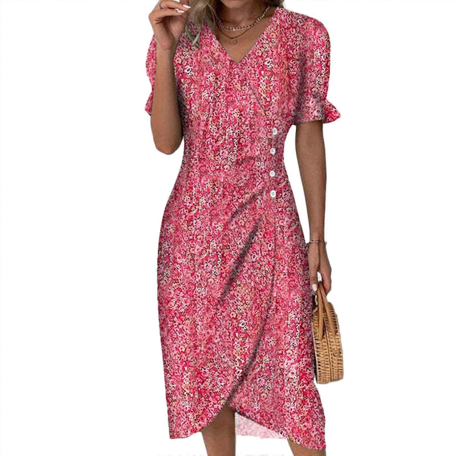 26 birthday dress Green Floral Short Sleeve Midi Dress - All Dresses main image 1