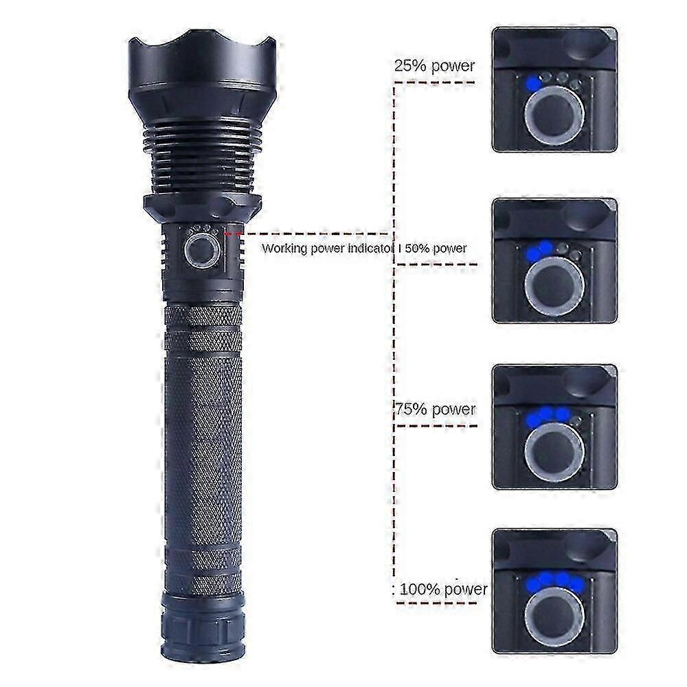 Torch Flashlight Led Outdoor Aluminum Alloy Power Display P70usb Charging Power Torch