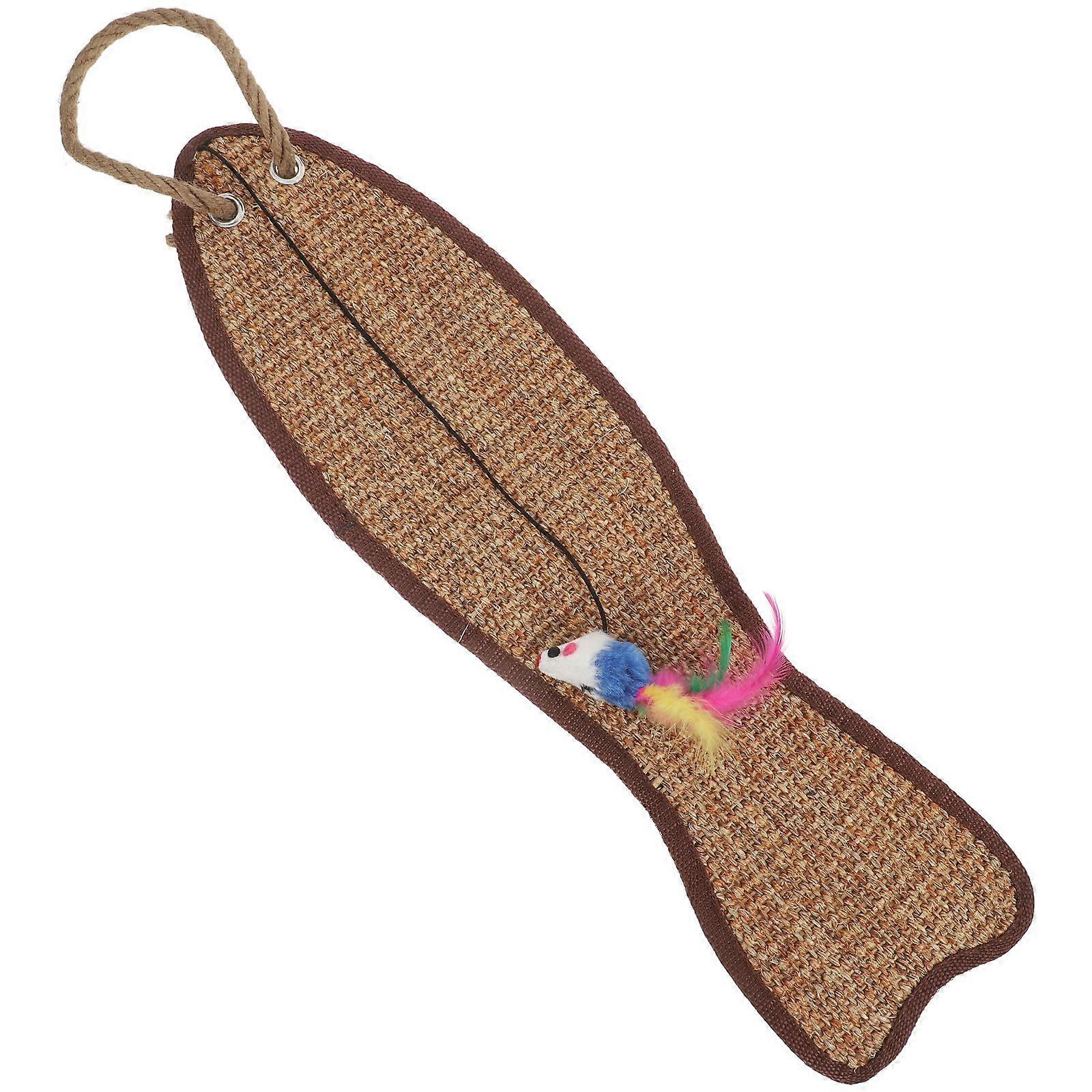 1Pc Fish Shaped Sisal Pad Cat Scratching Mat Protective Hanging Pad Random Color