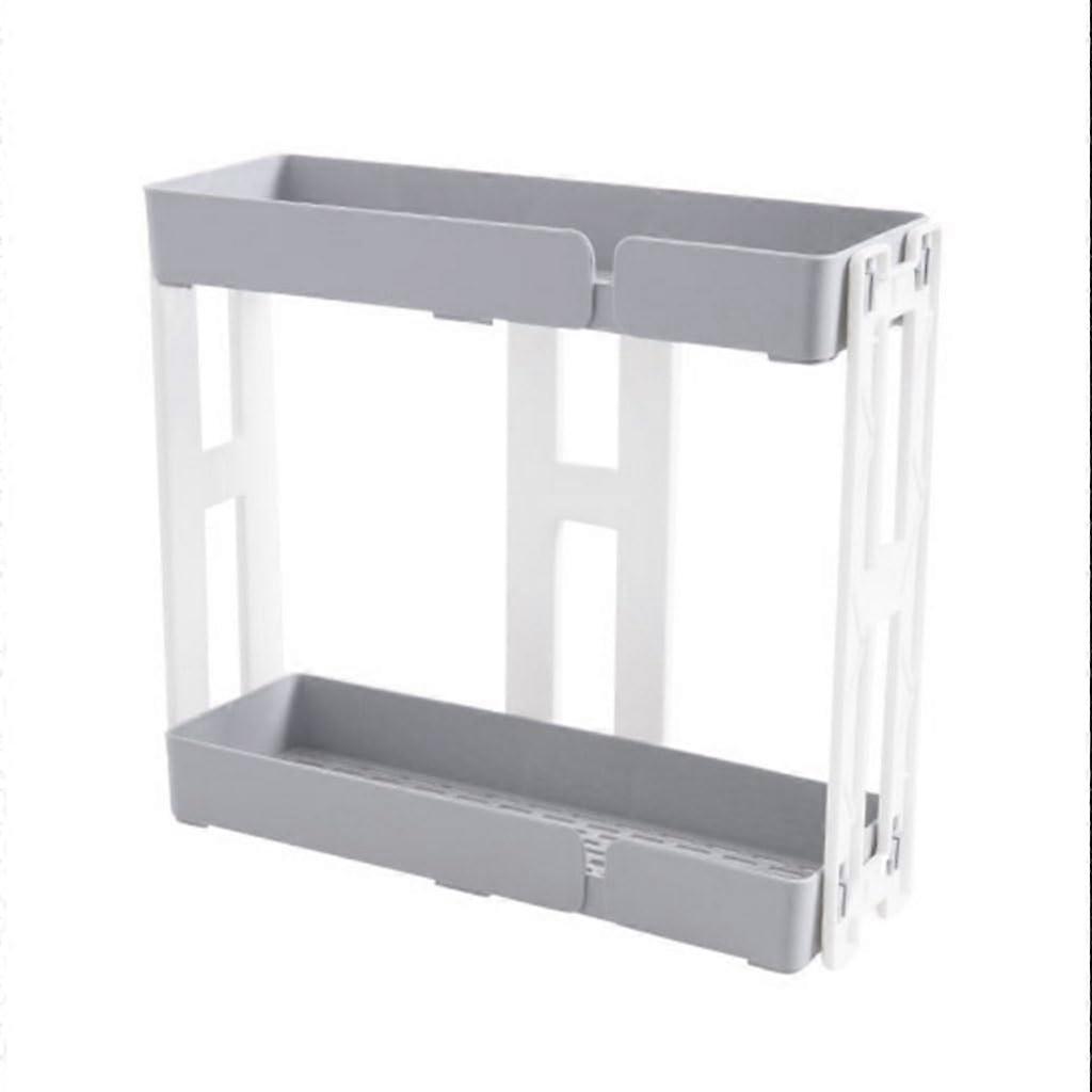 Kitchen Storage Rack 2-Layer Plastic Shelf for Cookware and Utensils, Compact Design, Easy Assembly, White Color