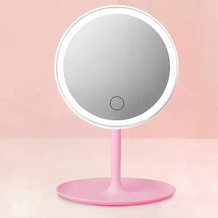 LED Makeup Mirror-Portable Folding Design,Rechargeable,Pink