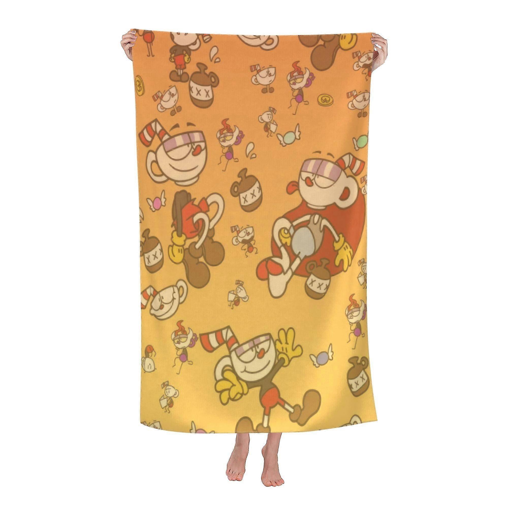 Cuphead Beach Towel, Large Microfiber Bath Towel #mule