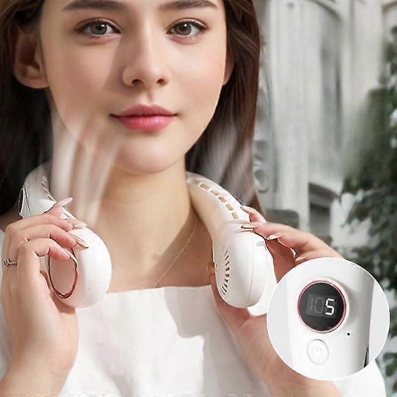 Neck Fan Rechargeable with LED Display Screen, Five Modes, Lightweight, Portable for Work and Outdoor Use