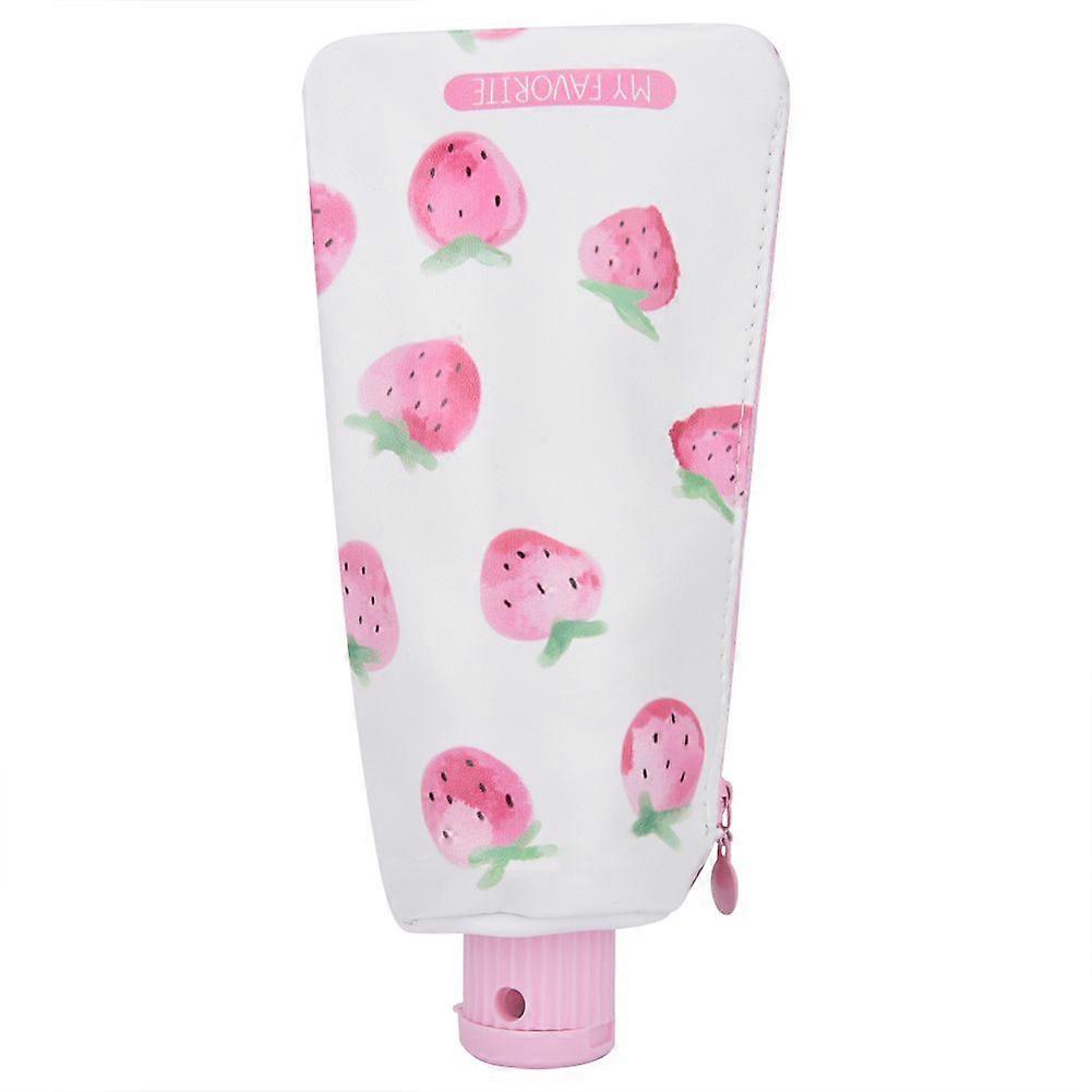 Toothpaste Shape Pen Storage Bag with Sharpener Mini Pencil Case(Multiple Strawberries)