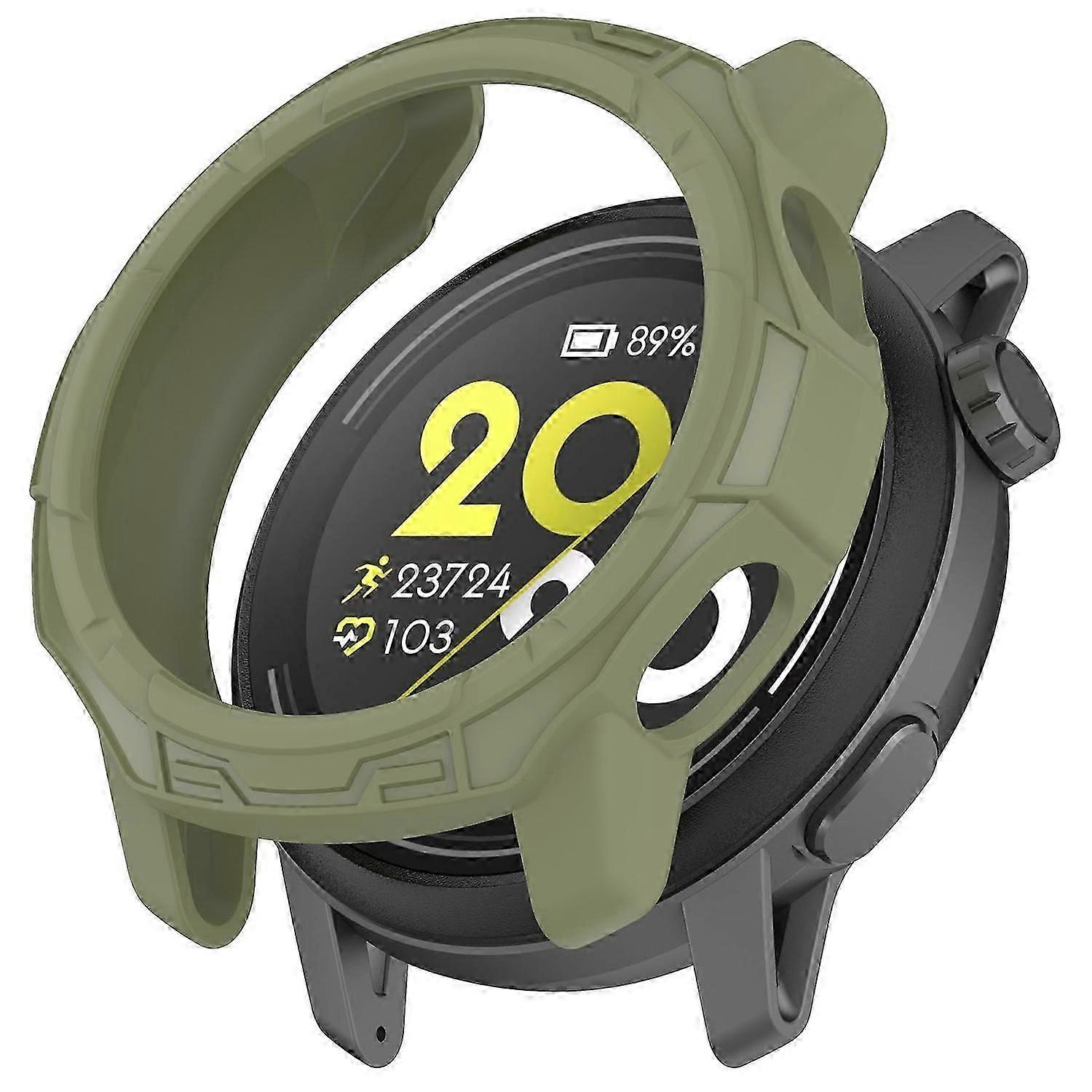 For Coros Pace 3 Anti-collision Tpu Watch Case Hollow Protective Frame - Jungle Green