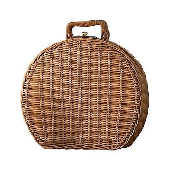 Rattan Storage Box Wear-resistant Large Capacity Vintage Handmade Rattan Woven Multifunctional Storage Case for Travel