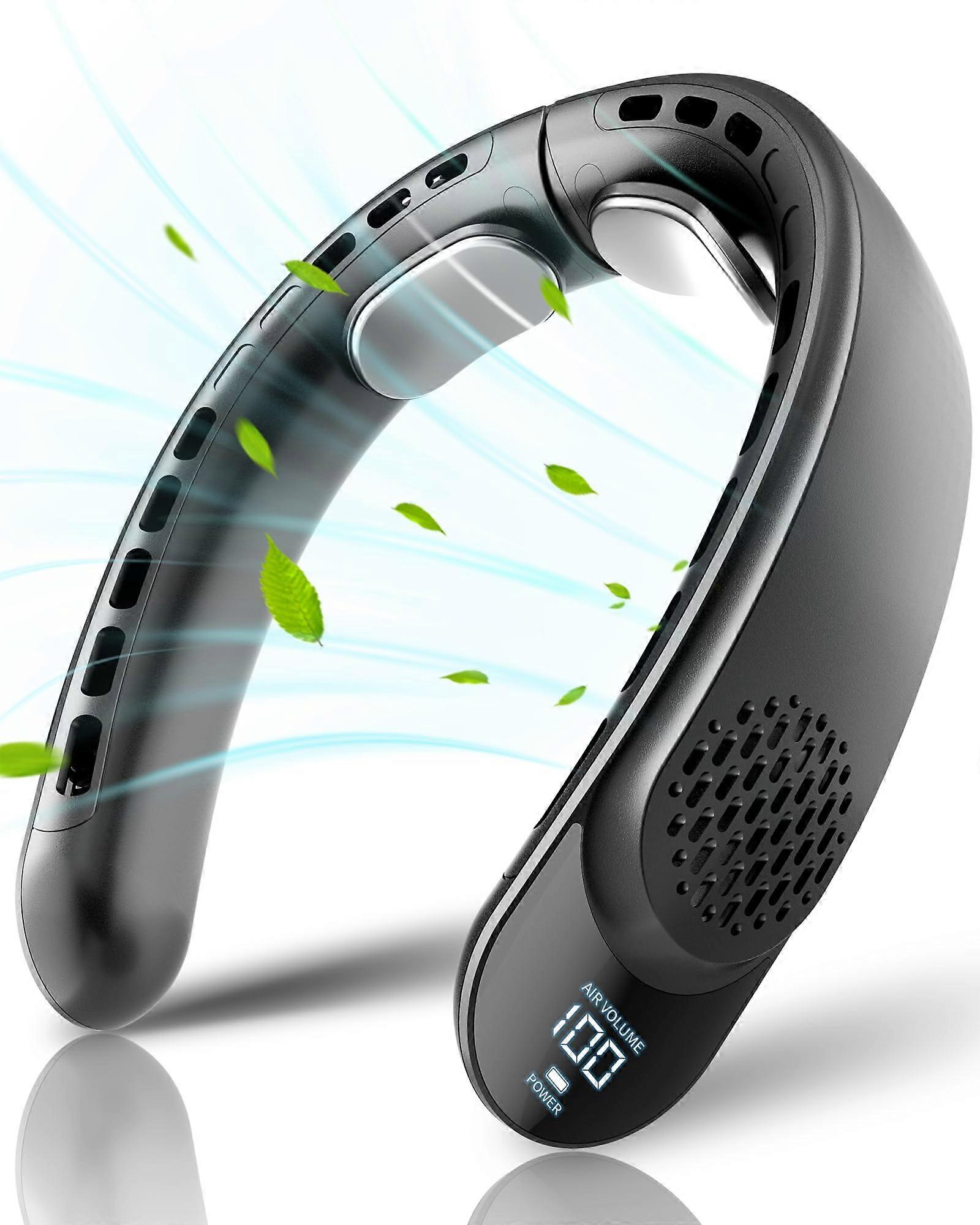 Portable Neck Fan with 4000 mAh Battery, 3 Speeds, USB Rechargeable, 360° Airflow, LED Display for Home Office Travel