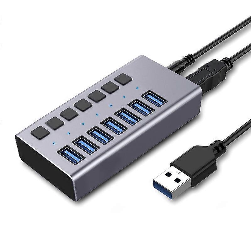 HS-716MG USB3.0 Lega di alluminio grigio 7 porte 12V / 2A Estensione Docking Computer Computer Camera HUB
