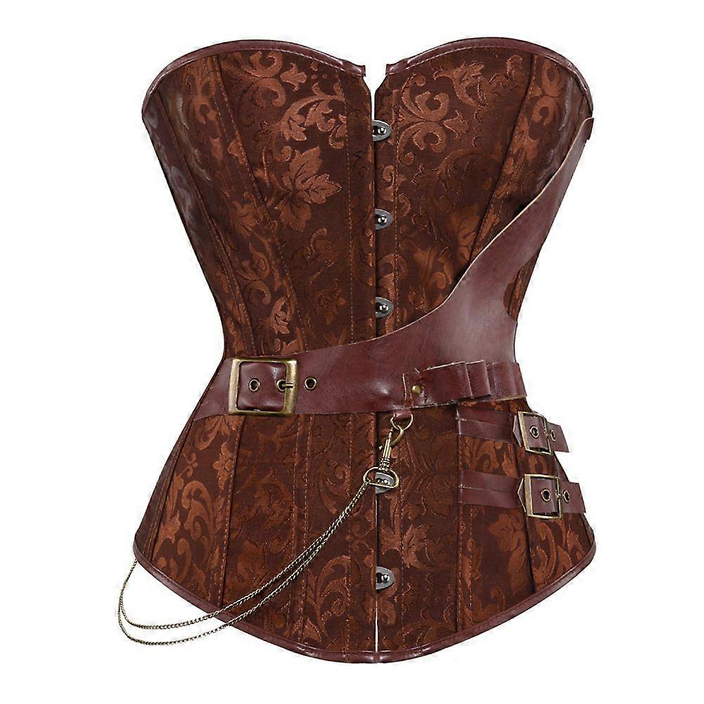 Tummy Control Corset Punk Leather Goth Shapewear Corset Belted Masquerade